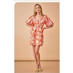 Hunter Bell Andie Linen Blend Dress sz: 2 Scarlet Lie Orange Summer Vacation